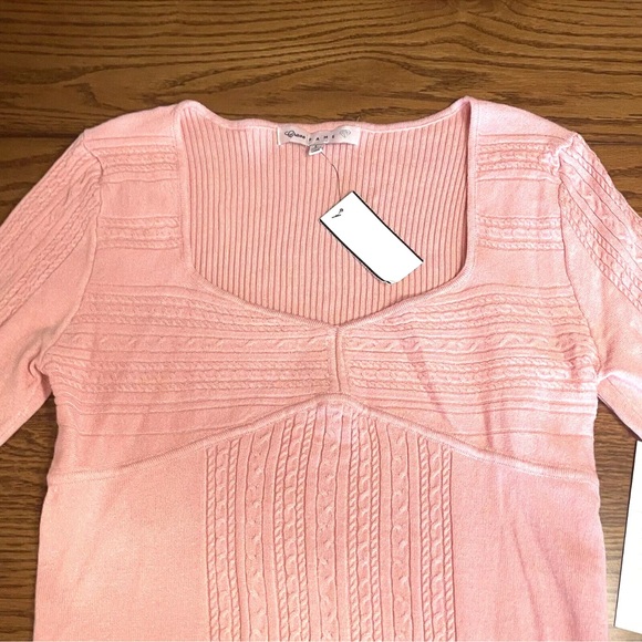 Crave Fame Sweater Sizes L & XL Junior Pink Soft Cable Knit Ribbed Stretchy New - Picture 6 of 13